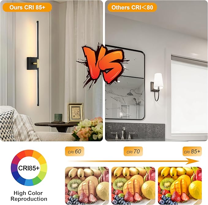 Battery Operated Wall Sconces Set of 2, Dimmable Battery Wall Sconce with Remote Control, Black Gold LED Rechargeable Sconces, 24 Inch Modern Wireless Wall Lights for Bedroom, Living Room