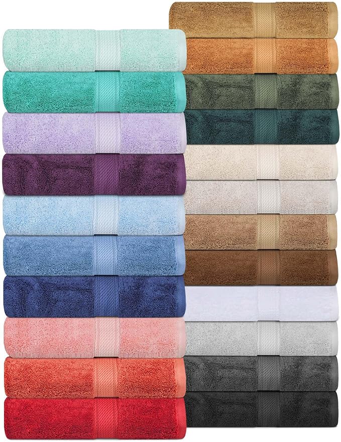 Superior Egyptian Cotton Pile Hand Towel Set of 4, Ultra Soft Luxury Towels, Thick Plush Essentials, Absorbent Heavyweight, Guest Bath, Hotel, Spa, Home Bathroom, Shower Basics, Chocolate