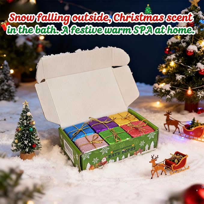Christmas Bath Bombs with Surprise Toys Inside: 6 Pack Handmade Gifts Bath Bomb Set for Women Relaxing Bubble Bathbombs Scented Gift Stocking Stuffers Holiday Birthday for Men Kids Girls Girlfriend