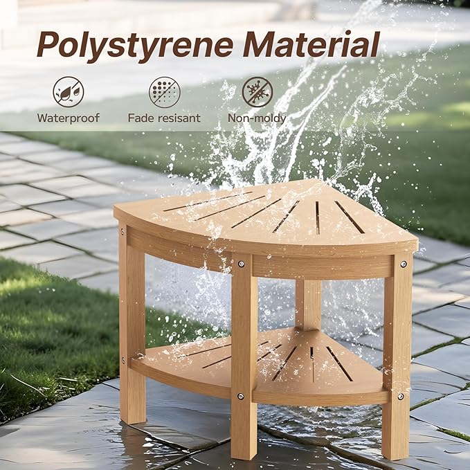 Shower Stool for Inside Shower, Corner Shower Stool, Shower Bench Seat with Storage Shelf for Shaving Legs Plastic Spa Bath Step Foot Rest for Bathroom Small Place