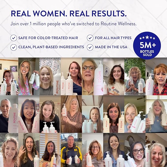 Routine Wellness Anti-Thinning Deep Conditioner for Thinning Hair - DHT Blocker for Hair Loss in Men & Women - Promotes Healthy Hair - Peony & Pomegranate 14oz