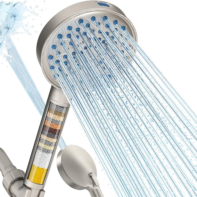Cobbe Filtered Shower Head with Handheld, High Pressure 7-mode Showerhead with Filters for Hard Water - Remove Chlorine - Reduces Dry Itchy Skin, Patented Paddle Shift Design, Brushed Nickel