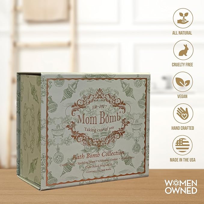 Mom Bomb Bath Bomb (Candy Cane, Sparkling Snow, Christmas Cookie, Holiday Spice)