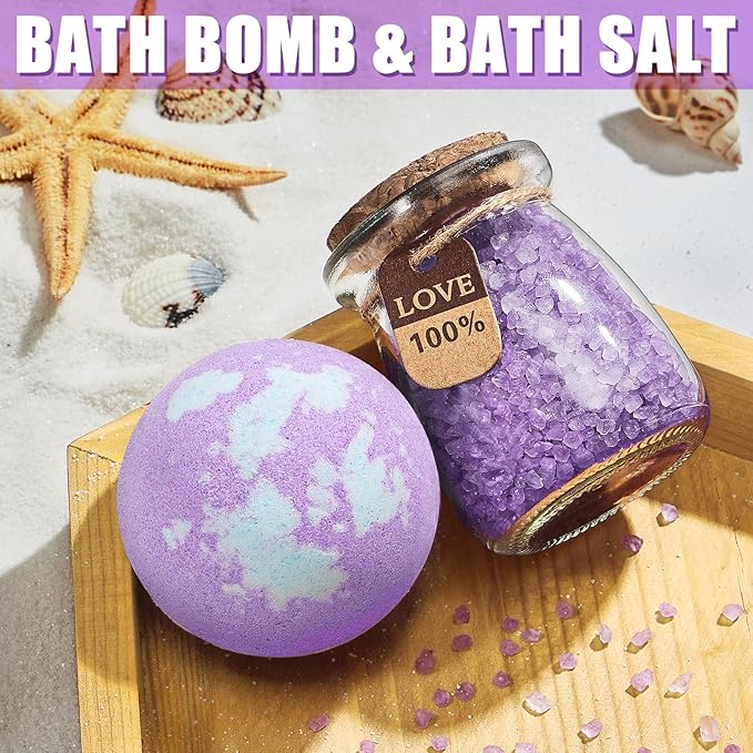 Birthday Gifts for Women Friendship, Lavender Relaxing Spa Gifts Basket for Women Self Care Gifts, Thank You Gifts Bath Set Mothers Day Gifts for Mom Her Sister Wife Friend Grandma Nurse Teacher Aunt