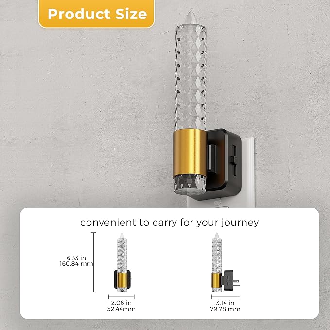 L LOHAS LED Night Light, Amber Candle Night Lights Plug into Wall,2 Pack 0-100 LM Dimmable Nightlight, Plug in Acrylic Diamond Night Light with Dusk to Dawn Sensor, for Bathroom Hallway