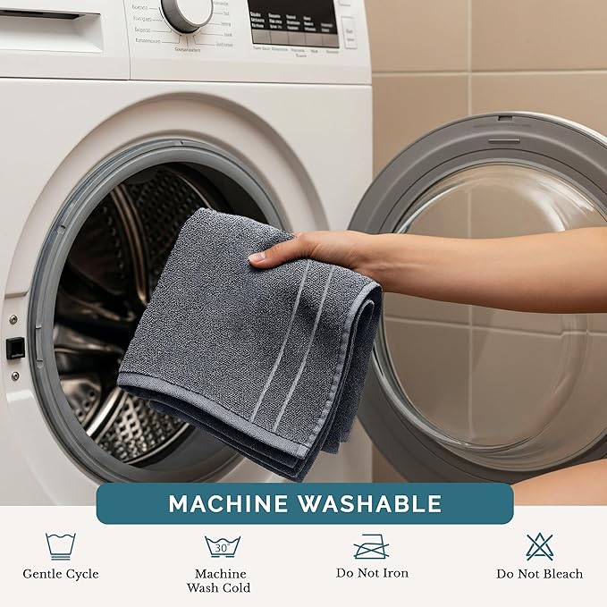 Casa Platino Wash Cloths Set of 12- Spa & Salon Quality - 100% Ring Spun Cotton Face Towels - Soft & Ultra Absorbent Washcloths for Body, Beauty, Home, Gym - Fingertip Towels - 13"x13", Cool Grey