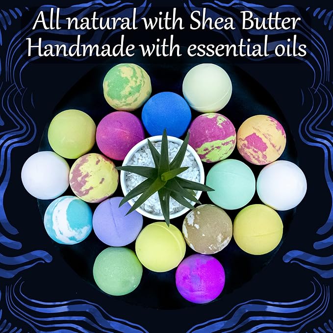 Bath Bombs for Men, Gift Set of 18 Scented Organic Handmade Bath Bombs of 2.5 oz with Natural Essential Oils. Perfect for Boyfriend, Husband, Father or Friend, by ZenseMe