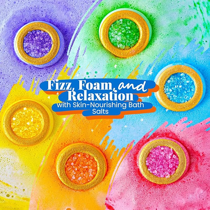 Crystal Bath Bomb Gift Set – 12 Pack with 6 Natural Scents, Organic Shower Bombs with Nourishing Bath Salts, Stress Relief Bubble Spa, Self Care Gifts for Women, Mom, Wife, and Daughter