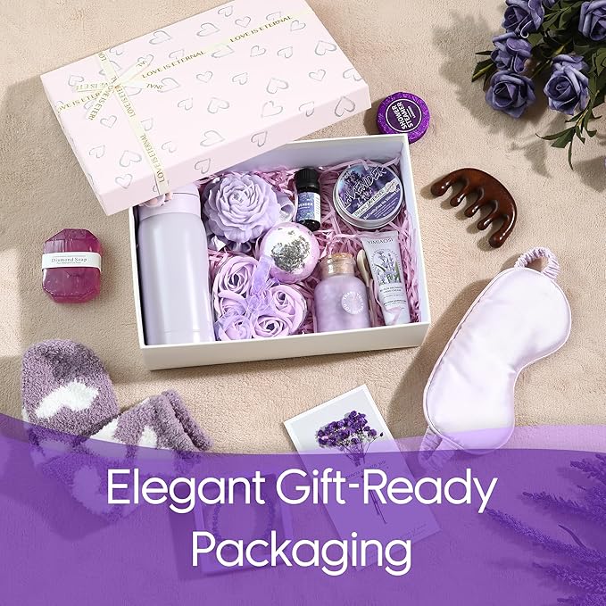 Sea Team 16-Pack Relaxing SPA Gift Set for Women, Shower Kit with Bath Bomb, Bath Salt, Handmade Soap, Cream, Essential oil, Gift Box Included, Lavender