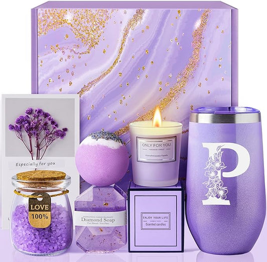Birthday Gifts for Women, Personalized Gifts for Mom Sister Best Friend Wife Grandma Aunt, Unique Spa Relaxing Gift Baskets for Women Who Have Everything, Get Well Gifts, Self Care Gifts (P)