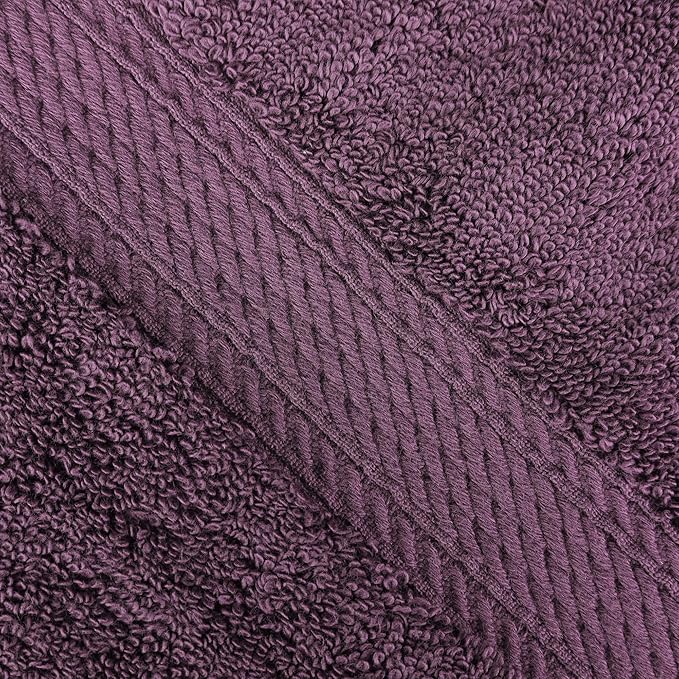 Superior Egyptian Cotton Pile Bath Sheet Set of 2, Ultra Soft Luxury Towels, Thick Plush Essentials, Absorbent Heavyweight, Guest Bath, Hotel, Spa, Home Bathroom, Shower Basics, Plum