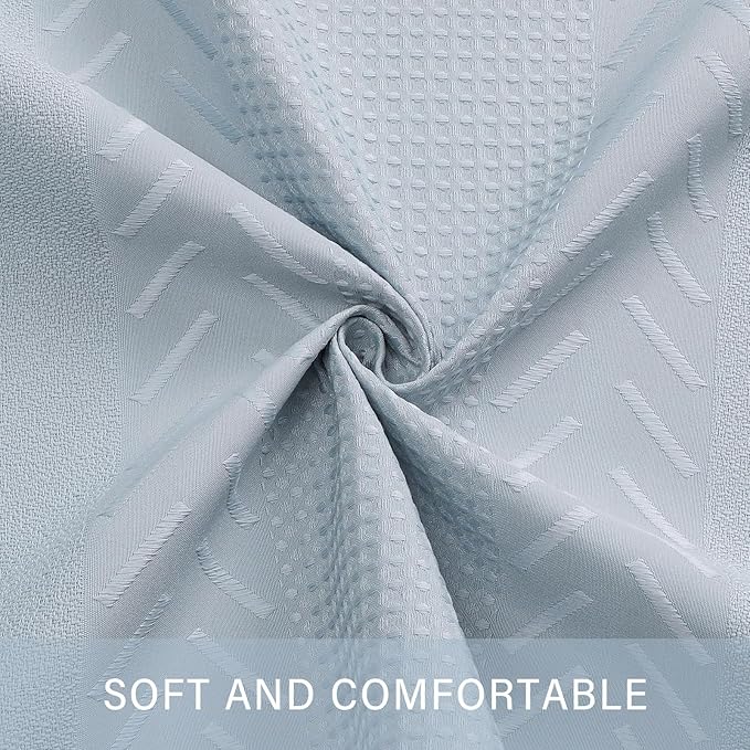 3D Embossed Pattern Shower Curtain, Simple and Chic Pattern Vintage Curtain for Bathroom, Waterproof Fabric Shower Curtains with Hooks, 72 W x 72 H, Fogblue