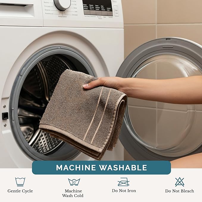 Casa Platino Washcloths 24 Pack - Spa & Salon Quality - 100% Ring Spun Mercerized Cotton Face Towels - Very Soft & Absorbent Wash Cloths for Body, Beauty, Home, Gym - Fingertip Towels - 13"x13", Taupe