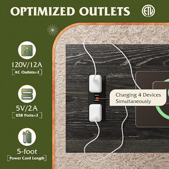 WLIVE Narrow End Table with Charging Station of Open Storage Shelf, Sofa Side Table with 2 USB Ports and 2 Power Outlets, Slim Farmhouse End Table for Small Spaces, 11.8" D x 23.6" W x 23.74" H