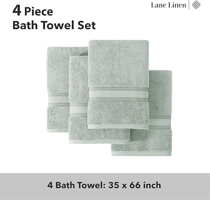 LANE LINEN Large Bath Towels - 100% Cotton , Extra Large Bath Towels, Zero Twist, 4 Piece Bath Sheet Set, Quick Dry, Super Soft Shower Towels, Highly Absorbent Bathroom Towels - Jade