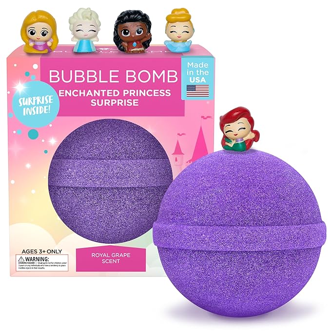 Princess Bath Bombs for Girls with Surprise Toys Inside (1 Pack) – Large Fizzy Bubble Bath Bomb for Kids - Princess, Mermaid, Fairytale Bath Toys – Fruity Scent, Skin-Safe, Made in USA by Two Sisters