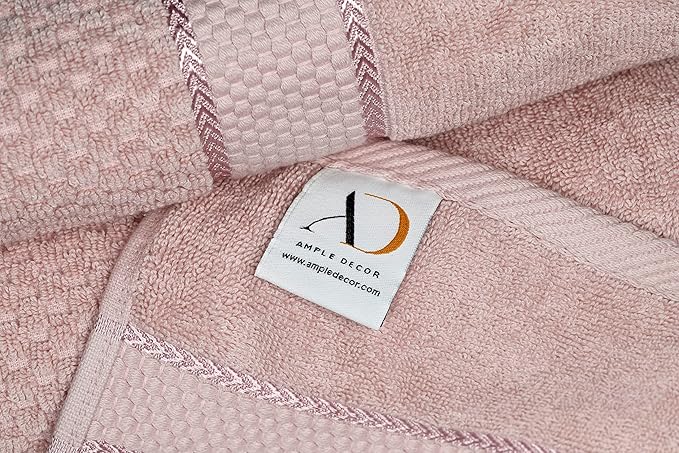 Ample Decor 100% Cotton Soft Pink Washcloths Set of 10- Super Soft, Quick-Dry, Highly Absorbent, Popcorn Textured - Mulaayam Collection - 12 X 12 Inch