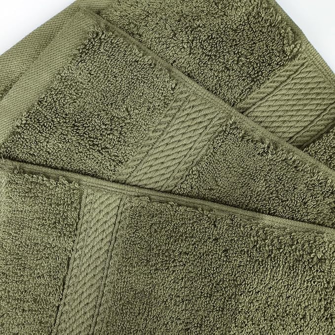 Superior Egyptian Cotton Pile Bath Sheet Set of 2, Ultra Soft Luxury Towels, Thick Plush Essentials, Absorbent Heavyweight, Guest Bath, Hotel, Spa, Home Bathroom, Shower Basics, Forest Green