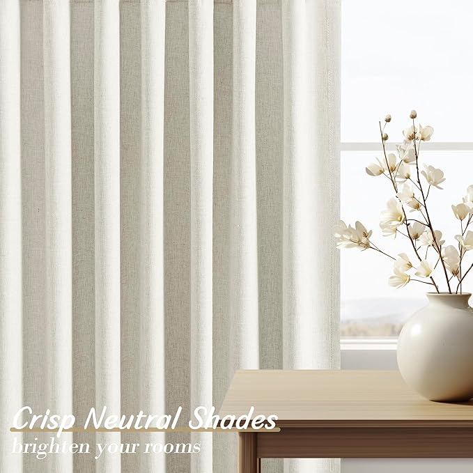 100% Blackout Curtains 63 Inches Long Curtain for Bedroom Living Room Back Tab Rod Pocket Ivory Drapes Thermal Insulated Textured Short Black Out Drape 2 Panels Set