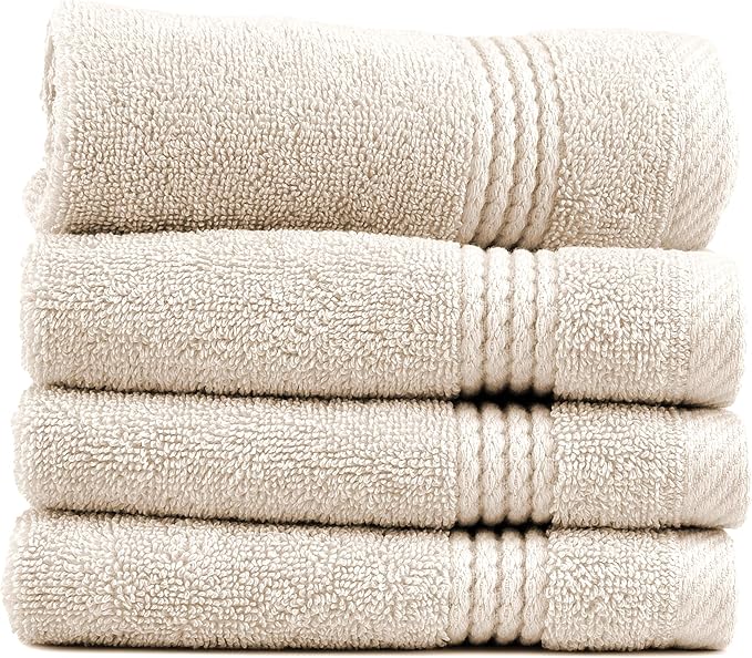 EastNBlue Lara 100% Turkish Cotton Washcloths 4 Pack, Extra Soft & Absorbent Wash Cloths for Face & Body (12" x 12"), Terry Cloth, Small Hand Towels for Bathroom, Beige