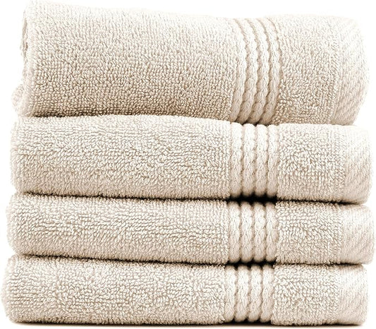 EastNBlue Lara 100% Turkish Cotton Washcloths 4 Pack, Extra Soft & Absorbent Wash Cloths for Face & Body (12" x 12"), Terry Cloth, Small Hand Towels for Bathroom, Beige