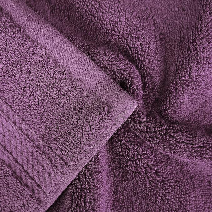 Superior Egyptian Cotton Pile Bath Sheet Set of 2, Ultra Soft Luxury Towels, Thick Plush Essentials, Absorbent Heavyweight, Guest Bath, Hotel, Spa, Home Bathroom, Shower Basics, Plum