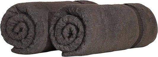 SALBAKOS 100% Turkish Cotton Extra Large Bath Sheet Set of 2 35x70 inch | Heirloom Quality | Hotel & Spa Collection | Soft, Absorbent Oversize Bath Towels | Made in Turkey (Chocolate, 2 Bath Sheets)