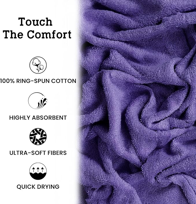 Casa Lino Lavender Bath Towels Set of 4 (54" x 27") - Large Bathroom Towel Set - 100% Cotton Towels for Bathroom - Highly Absorbent & Quick Dry Bath Towel Multipack - New Apartment Essentials