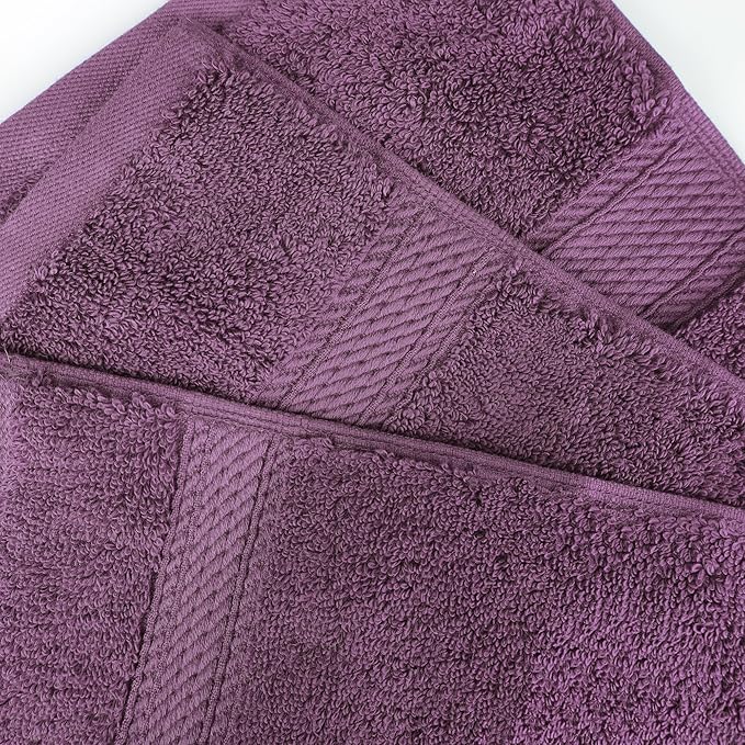 Superior Egyptian Cotton Pile Bath Sheet Set of 2, Ultra Soft Luxury Towels, Thick Plush Essentials, Absorbent Heavyweight, Guest Bath, Hotel, Spa, Home Bathroom, Shower Basics, Plum