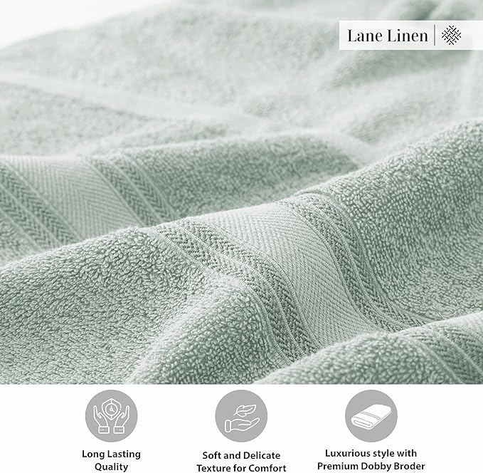 LANE LINEN Large Bath Towels - 100% Cotton , Extra Large Bath Towels, Zero Twist, 4 Piece Bath Sheet Set, Quick Dry, Super Soft Shower Towels, Highly Absorbent Bathroom Towels - Jade