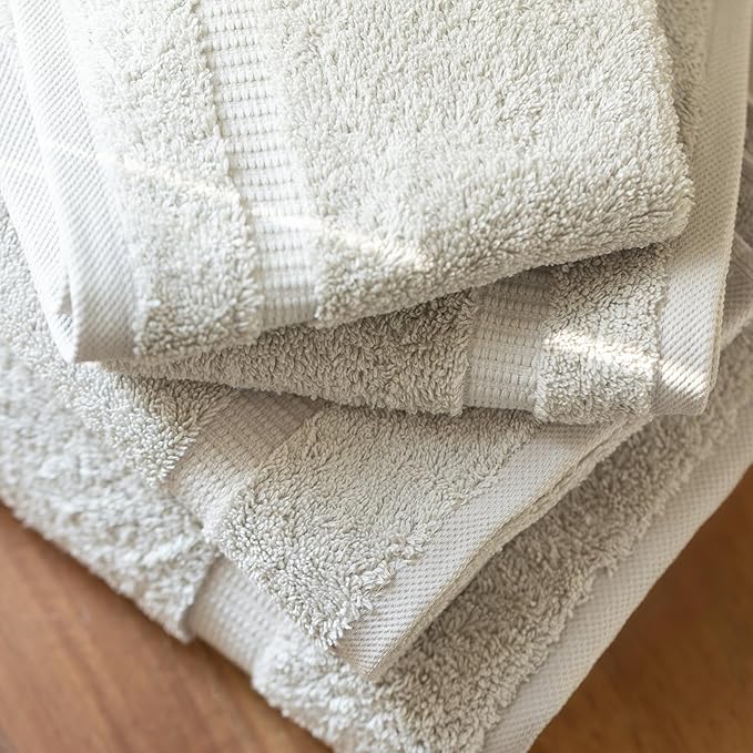 SALBAKOS 100% Turkish Cotton 6-Piece Towel Set | Heirloom Quality Hotel & Spa Collection | Soft, Super Absorbent 2 Washcloth, 2 Hand, 2 Bath Towel Sets | Made in Turkey (Stone, 6 Piece Towel Set)