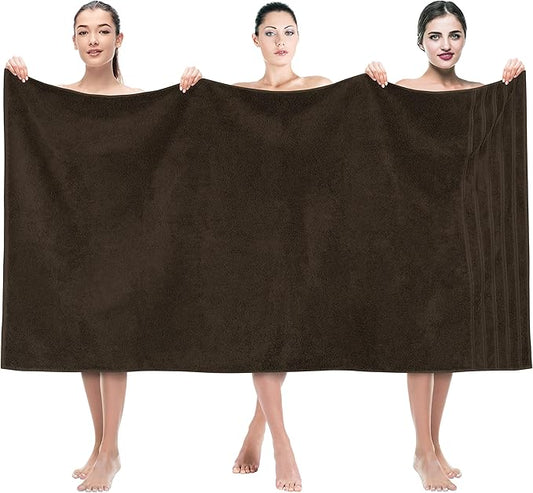 American Soft Linen 35x70 Jumbo Large Bath Towels, 600 GSM 100% Cotton Turkish Bath Sheet, Oversized Luxury Bath Towels for Bathroom Beach and Pool, Brown