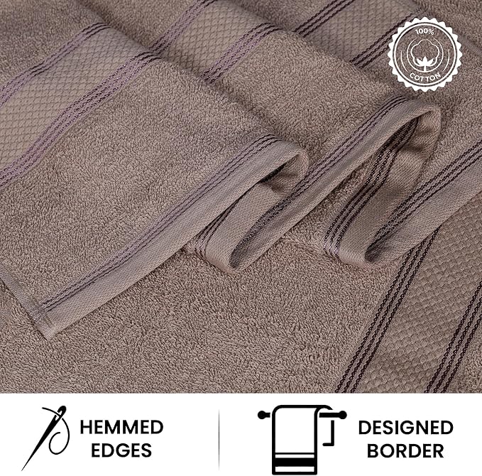 Casa Lino Brown Bath Towels Set of 4 (54" x 27") - Large Bathroom Towel Set - 100% Cotton Towels for Bathroom - Highly Absorbent & Quick Dry Bath Towel Multipack - New Apartment Essentials