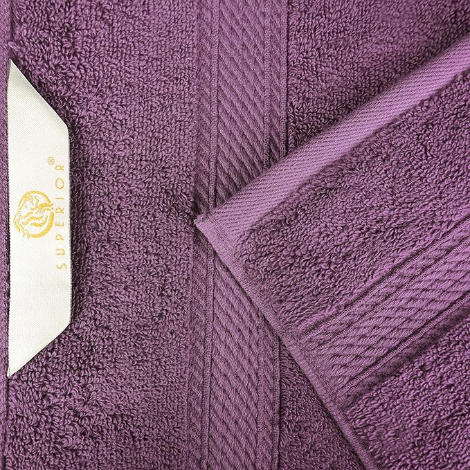 Superior Egyptian Cotton Pile Bath Sheet Set of 2, Ultra Soft Luxury Towels, Thick Plush Essentials, Absorbent Heavyweight, Guest Bath, Hotel, Spa, Home Bathroom, Shower Basics, Plum