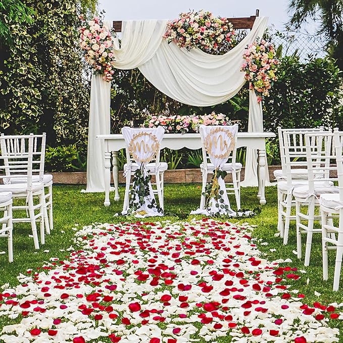 240 PCS Real Dried Red White Rose Flower Petals Confetti 2.11oz Freeze Preserved Flower Petals for Wedding Party Decor Proposal Centerpieces Valentine's Day Romantic Night Decor