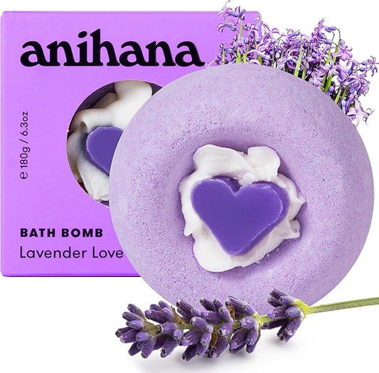 ANIHANA Bath Bomb with Coconut Oil, Paraben Free, Hand-Crafted Luxury Fizzers, Refreshing Lavender Love Scent, 6.3 oz