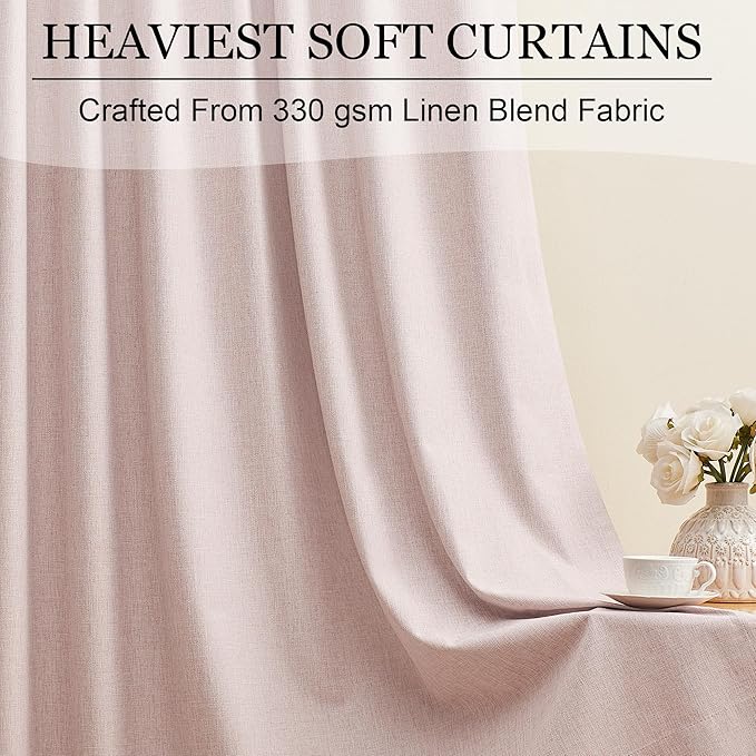 108 Inch Extra Long Blackout Curtains 2 Panels Set Noise Reducing Thermal Insulated Light Filtering Drapes for Living Room & Bedroom, Pink, Back Tab, Fits Sliding Glass Doors
