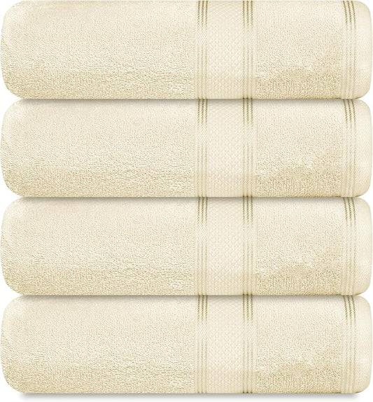 Casa Lino Linen Brown Bath Towels Set of 4 (54" x 27") - Large Bathroom Towel Set - 100% Cotton Towels for Bathroom - Highly Absorbent & Quick Dry Bath Towel Multipack - New Apartment Essentials