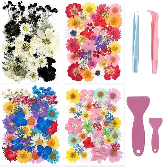 160 Pcs Dried Pressed Flowers with Tweezers for Crafts, Dried Flowers for Resin Crafts for Jewelry Making for Candle Making for Wedding Card