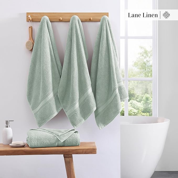 LANE LINEN Large Bath Towels - 100% Cotton , Extra Large Bath Towels, Zero Twist, 4 Piece Bath Sheet Set, Quick Dry, Super Soft Shower Towels, Highly Absorbent Bathroom Towels - Jade