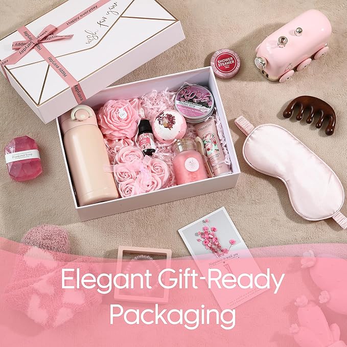 Sea Team 16-Pack Relaxing SPA Gift Set for Women, Shower Kit with Bath Bomb, Bath Salt, Handmade Soap, Cream, Essential oil, Gift Box Included, Rose