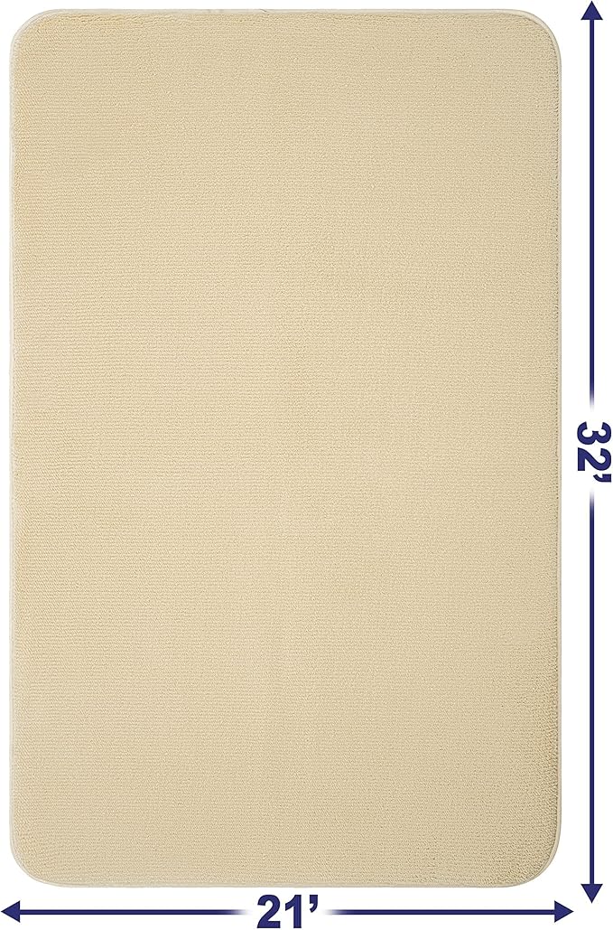 American Soft Linen 21x32 Fluffy Foamed Slip Reducer Bath Rug, Machine Washable Area Bath Mat Rugs for Bathroom, Beige