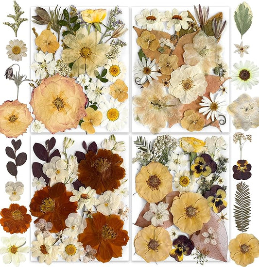 148PCS Dried Pressed Flowers for Resin Craft - YouthBro Real Nature Flowers Set with Butterfly Stickers for DIY Jewelry Nail Scrapbook Art Floral Decors Boho