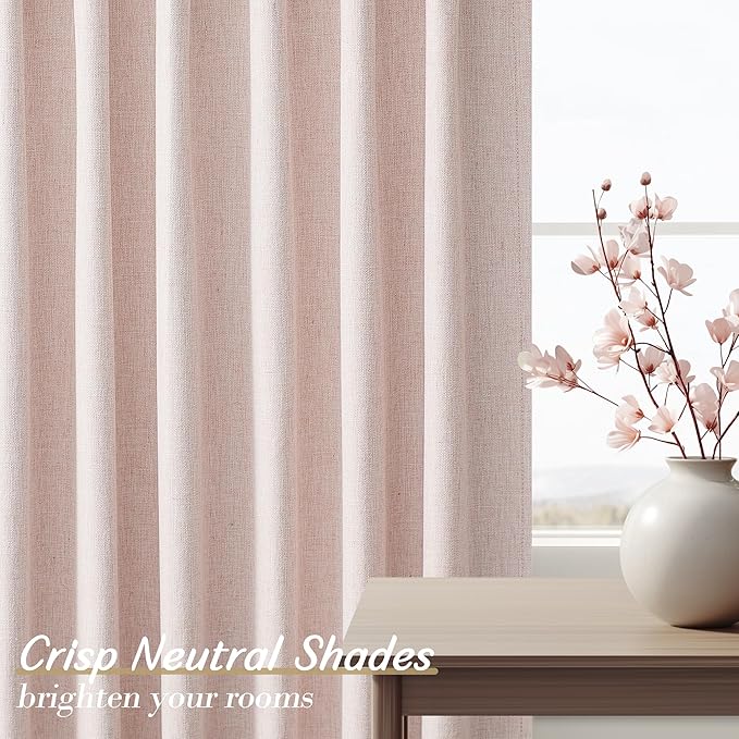108 Inch Extra Long Blackout Curtains 2 Panels Set Noise Reducing Thermal Insulated Light Filtering Drapes for Living Room & Bedroom, Pink, Back Tab, Fits Sliding Glass Doors
