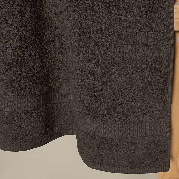SALBAKOS 100% Turkish Cotton Bath Towel Set of 4 27x54 inch | Heirloom Quality | Hotel & Spa Collection | Soft, Super Absorbent, Long Lasting Bath Towels | Made in Turkey (Chocolate, 4 Bath Towels)