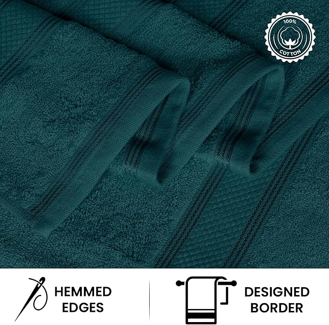 Casa Lino Teal Bath Towels Set of 4 (54" x 27") - Large Bathroom Towel Set - 100% Cotton Towels for Bathroom - Highly Absorbent & Quick Dry Bath Towel Multipack - New Apartment Essentials