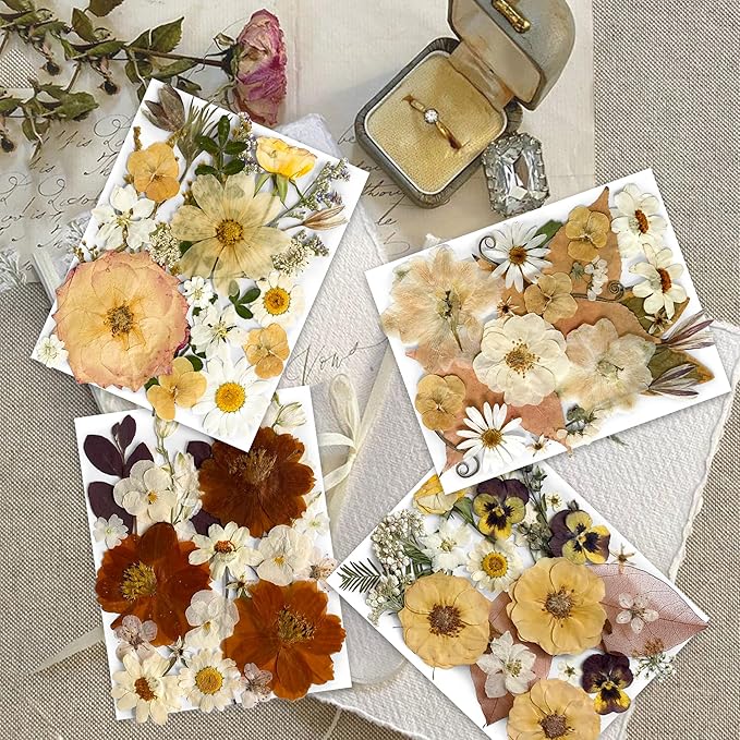 148PCS Dried Pressed Flowers for Resin Craft - YouthBro Real Nature Flowers Set with Butterfly Stickers for DIY Jewelry Nail Scrapbook Art Floral Decors Boho