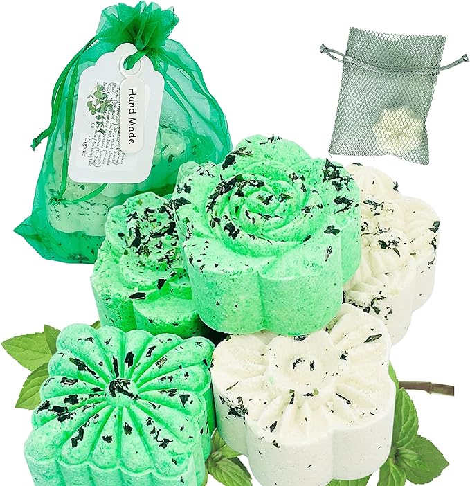 Breathe Easy Aromatherapy Shower Bombs (5PK XTRA STRENGTH) – Menthol, Peppermint, Rosemary Essential Oils – Ease Sinus, Colds, Cough, Congestion – Spa Christmas Gift (Add Shower Bomb Bag)