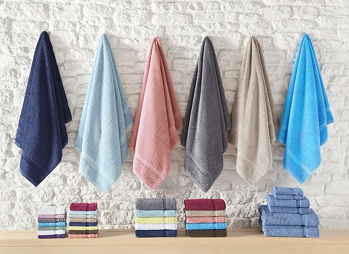 SALBAKOS 100% Turkish Cotton 6-Piece Towel Set | Heirloom Quality Hotel & Spa Collection | Soft, Super Absorbent 2 Washcloth, 2 Hand, 2 Bath Towel Sets | Made in Turkey (Yellow, 6 Piece Towel Set)