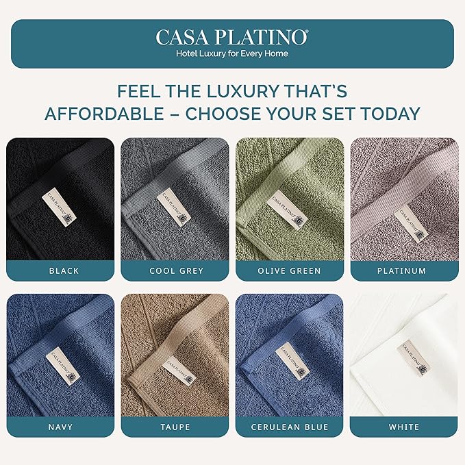Casa Platino Washcloths 24 Pack - Spa & Salon Quality - 100% Ring Spun Mercerized Cotton Face Towels - Very Soft & Absorbent Wash Cloths for Body, Beauty, Home, Gym - Fingertip Towels - 13"x13", Taupe
